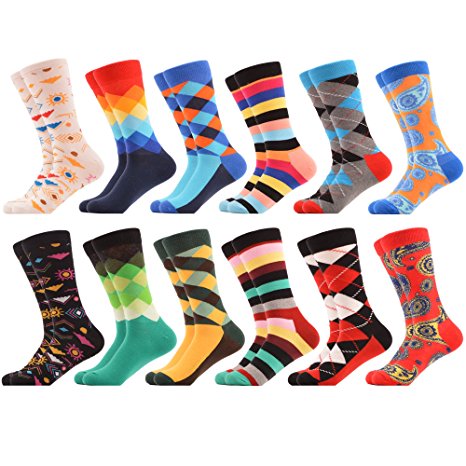 WeciBor Men's Funny Casual Combed Cotton Novelty Crazy Fancy Socks Packs