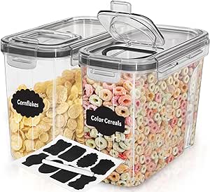 Utopia Kitchen Cereal Containers Storage - Liter Airtight Food Storage Containers & Cereal Dispenser For Pantry Organization And Storage (Clear, 3 Liter Pack of 2)