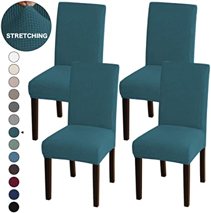 Turquoize Dining Room Chair Covers Stretch Dining Chair Slipcover Parsons Chair Covers Chair Furniture Protector Covers Removable Washable Chair Cover for Dining Room, Hotel, Ceremony (4, Deep Teal)