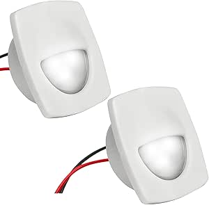 Five Oceans LED Companion Way Light, 2 Pack Marine Courtesy Lights, Square Light for Boat Interior, Deck, Cockpit, Cool White LED, for Pontoon, Fishing Boat, Bass Boat, Yacht, Sailboat, RV - FO2642-M2