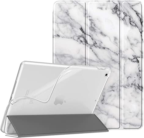 Fintie SlimShell Case for New iPad 7th Generation 10.2 Inch 2019 - Soft TPU Protective Stand Back Cover, Supports Auto Wake/Sleep for iPad 10.2" Tablet, Marble White