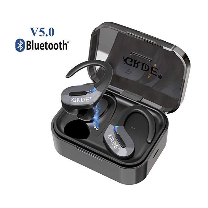 Wireless Headphones Bluetooth 5.0 True Wireless Earphones 35H Playtime Built-in Mic Auto Paring IPX5 Waterproof Sports Running Headsets In-ear Earbuds with Charging Case for iPhone Android