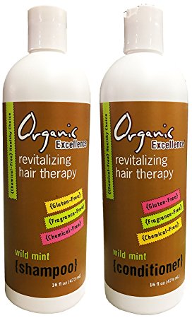 Organic Excellence Wild Mint Shampoo and Conditioner Set Revitalizing Hair Therapy