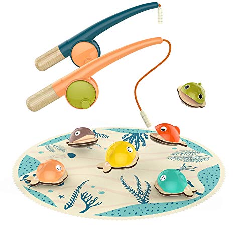 TOP BRIGHT Toddler Fishing Game Toy for 2 Year Old Girls, Gifts for Two Year Old Boy Birthday, Kids Fishing Toy Set with 2 Poles and 6 Fish