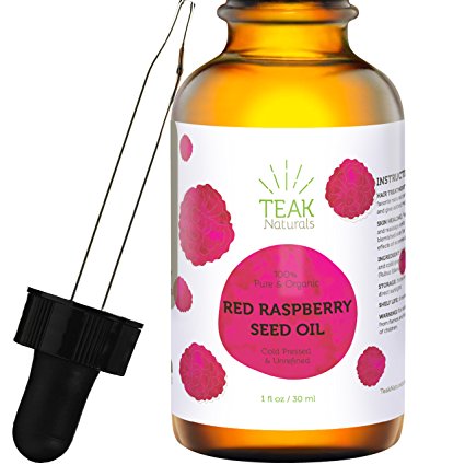 RED RASPBERRY SEED OIL by Teak Naturals, 100% Organic, Natural for Face, Hands, Scars, and Breakouts 1 oz