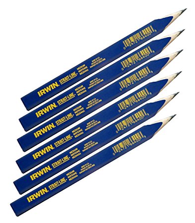 IRWIN Tools STRAIT-LINE 66400 Carpenter's Pencil, Medium Lead, 6-Piece Set (66400)