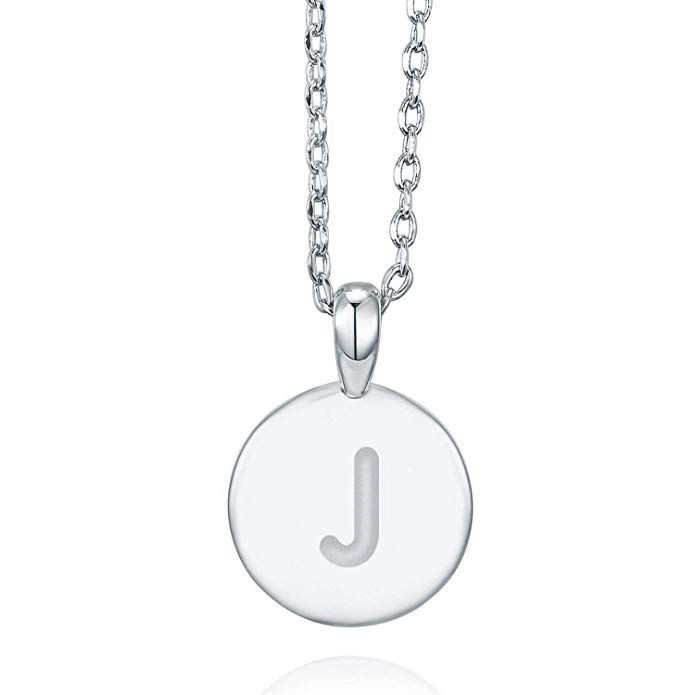 PAVOI 14K White Gold Plated Initial Alphabet Pendant Necklace Personalized Gifts for Women