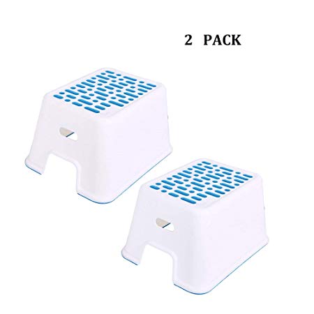 dporticus 2 Pack Large Kids Non-Slip Step Stool for Toilet Potty Training, Adult Bathroom Anti-Skid Stool,10”Blue