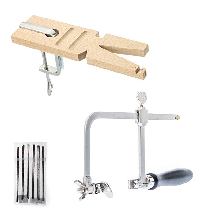 3 in 1 Professional Jeweler's Saw Set Saw Frame 144 Blades Wooden Pin Clamp Wood Metal