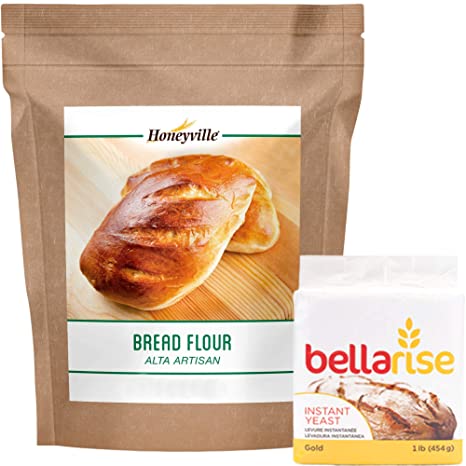 Honeyville Bread Flour Yeast Bundle - 4.4 LB Flour (Pack of 1), 1 LB Yeast (Pack of 1)