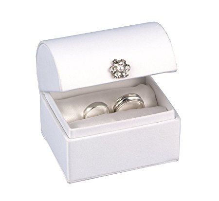 Hortense B. Hewitt Wedding Accessories White Satin Treasure Chest Ring Box