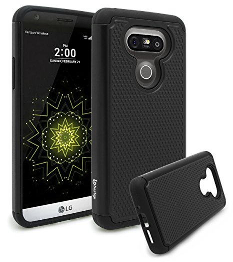 LG G5 Case, Bastex Hybrid Slim Fit Heavy Duty Protection Black Rubber Silicone Cover Black Hard Plastic Case for LG G5