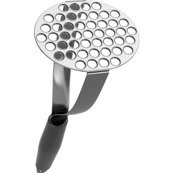 iCooker Potato Masher [High Quality Stainless Steel] - Professional Ricer Slicer For Vegetables, Fruits, Eggs, Mashed Potatoes - Best Fruit Crusher [Black Handle]