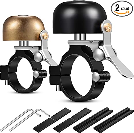 Mudder 2 Packs Bicycle Bell Bike Ring Bell Aluminum Alloy Bike Bell Classic Bicycle Bell Makes Loud Sound for Road Bike Mountain Bike Sports Bike Horn Cycling Accessories for Adults Kids