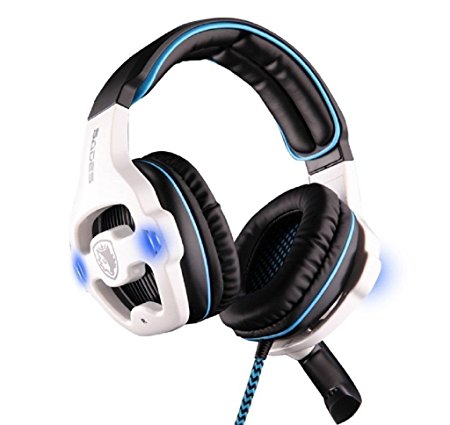 SADES SA-903 7.1 Sound Effect USB Gaming Headset Headphone Earset Earphone with Microphone Blue / White