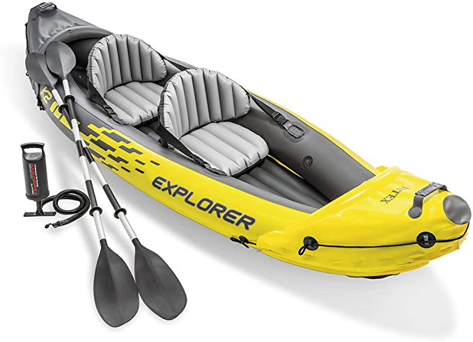 Intex Explorer K2 Kayak, 2-Person Inflatable Kayak Set with Aluminum Oars and High Output Air Pump