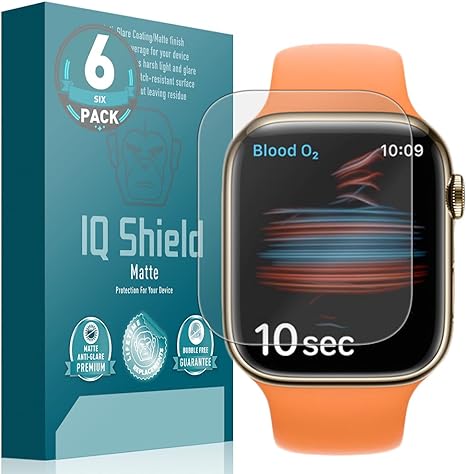 IQShield Matte Screen Protector Compatible with Apple Watch Series 9/8/7 (45mm)(6-Pack) Anti-Glare Anti-Bubble TPU Film