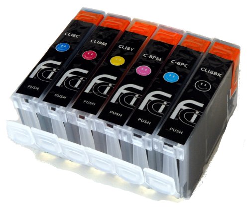 Canon Multipack CLI8 /B/C/M/Y/PM/PC - WITH CHIP - Set of 6 Canon Compatible Printer Ink Cartridges for Canon Pixma iP6600D iP6700D PRO 9000 Printer Inks - CLI-8 / PGI-5 (Contains: 1x CLI-8C, 1x CLI-8PC, 1x CLI-8Y, 1x CLI-8M, 1x CLI-8PM, 1x CLI-8BK) iP 6600D iP 6700D PRO 9000 - Latest Chip Installed, Ready For Use, No Fuss!