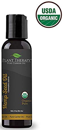 Plant Therapy Hemp Seed Unrefined Organic Carrier Oil. 2 oz. Base Oil for Aromatherapy, Essential Oil or Massage use