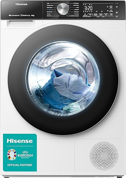 Hisense DH5S102BW 60cm Freestanding 10KG Heatpump Front Load Tumble Dryer with WiFi Enabled - 17 Programmes - Auto dry- Steam Refresh - Allergy Care White A    Rated