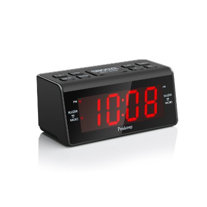 [Upgraded] Peakeep Little Digital FM Radio Dual Alarm Clock with Snooze and Sleep Timer, Large Display with 2 Dimmer
