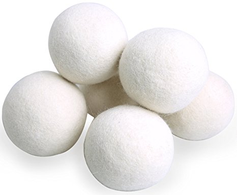 Deceny CB Wool Dryer Balls Natural Dryer Balls Reusable Fabric Softener Balls 6 Pack