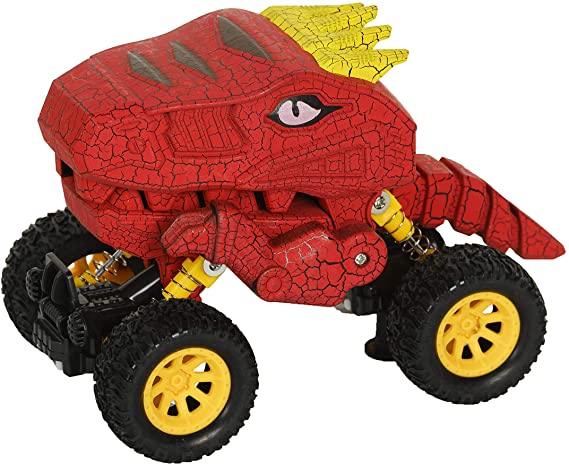 Aeromax Dino-Faur Pull Back Dinosaur Truck, Red with Yellow Accent (PBDB-B)