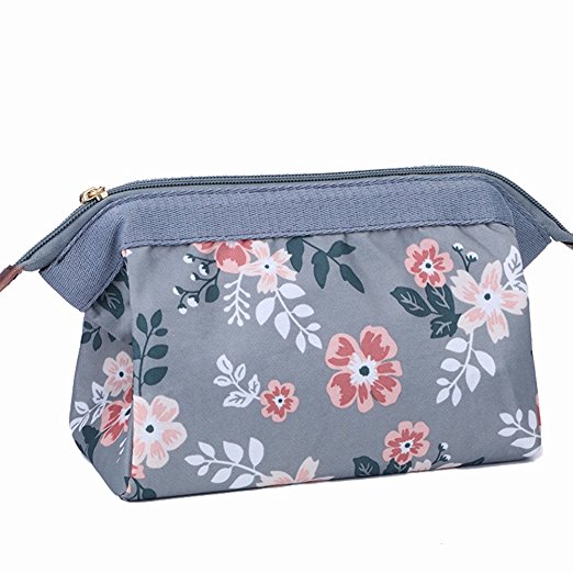 Makeup Bag/Travel Cute Cosmetic Pouch Storage/Brush Holder Toiletry Kit Fashion Women and Girl Waterproof Jewelry Organizer with YKK Zipper Lipstick Pencil Carry Case Portable Cube Purse (Grey)