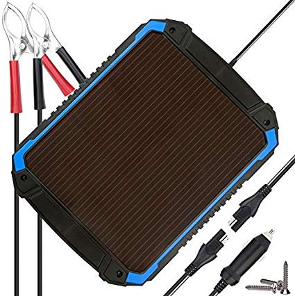 SUNER POWER 12V Solar Car Battery Charger & Maintainer - Portable 4.8W Solar Panel Trickle Charging Kit for Automotive, Motorcycle, Boat, Marine, RV, Trailer, Powersports, Snowmobile, etc.