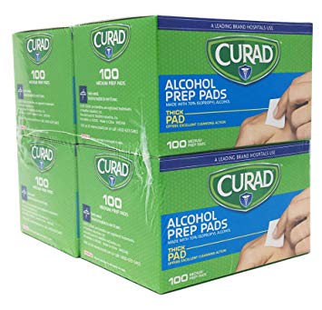 Curad Alcohol Prep Pads , Thick Alcohol Swabs (Pack of 400) - CUR45585RB