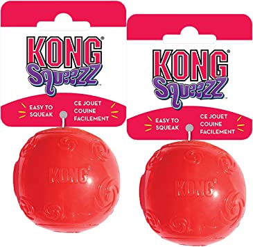 KONG Squeezz Ball Dog Toy, Medium, 2 Pack, Colors Vary