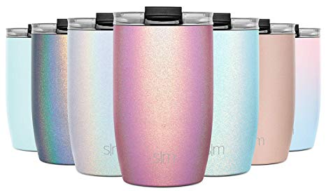 Simple Modern 12oz Voyager Travel Mug Tumbler w/Clear Flip Lid & Straw - Coffee Cup Kids Vacuum Insulated Flask 18/8 Stainless Steel Hydro Shimmer: Rose Quartz