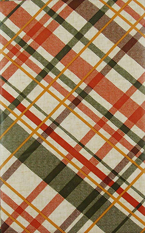 Shades of Autumn Plaid Vinyl Flannel Back Tablecloth (60" Round)