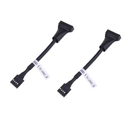 Boytond Black 19 Pin USB 3.0 Female To 9 Pin USB 2.0 Male Motherboard Cable Adapter Converter (pack of 2)