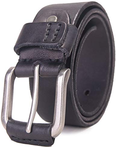 Men's Full Grain 1 1/2" Wide Leather Bridle Belt with Anti-Scratch Vintage Buckle