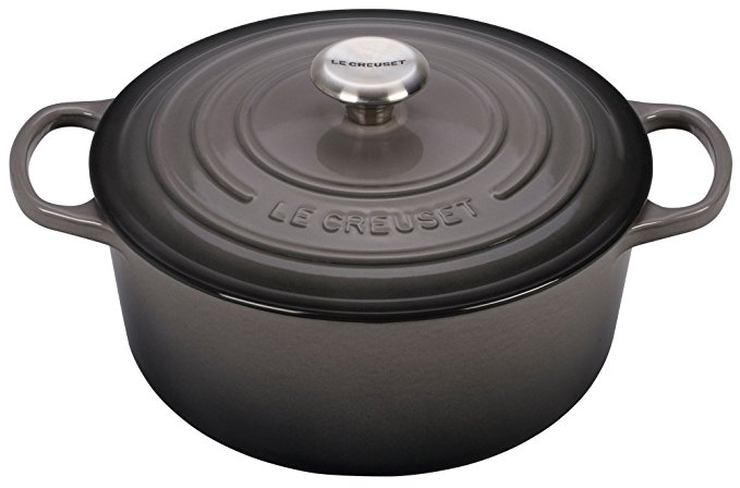 Le Creuset Signature Enameled Cast-Iron 5-1/2-Quart Round French (Dutch) Oven, Oyster