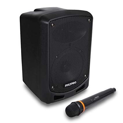 Pyle Bluetooth Karaoke PA Speaker - Indoor / Outdoor Portable Sound System with Wireless Mic, Audio Recording, Rechargeable Battery, USB / SD Reader, Stand Mount - for Party, Crowd Control - PSBT65A