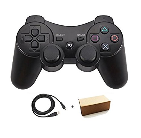 Kolopc Wireless Bluetooth Controller For PS3 Double Shock - Bundled with USB charge cord … (Black)