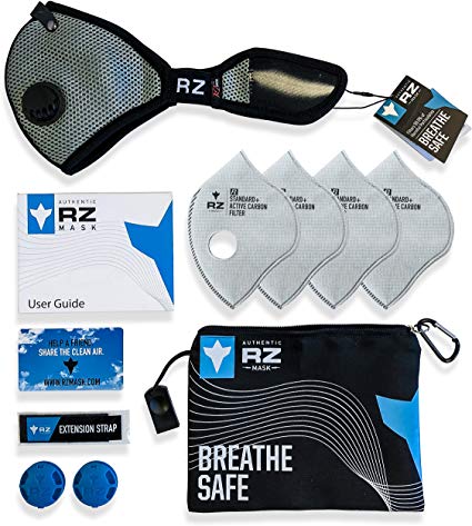 RZ M2 Mesh N99 Dust/Air Filtration Mask Bonus Pack Mask N99 Washable New Adjustable Strap Allergy/Asthma/Construction/Woodworking/Pollution/Adult/Children (Large (125lbs - 215lbs), Sky Blue)
