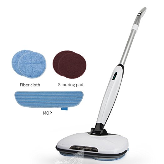 Floor Mop Spray Cordless Cleaner Spin Sweeper Scrubber Polishing Waxing Dust Electric Mops and Polisher Wet Dry 4 in 1 Multi-functional Rechargeable Battery for Home,Kitchen