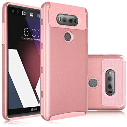 LG V20 Case,BAISRKE [Premium Rugged] High Impact Heavy Duty Dual Layer Hard PC Outer and Shell with Soft Rubber Inner Armor Hybrid Protective Cover For LG V20 (2016) - Rose Gold