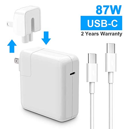 87W Mac Book Pro Charger, Rocketek Compatible with Thunderbolt 3 Port USB C Power Adapter for MacBook Pro 13” 15” and Mac Book Air 2018, Samsung,Nexus,ASUS,Lenovo,Acer,Dell with Type-C Charge Cable