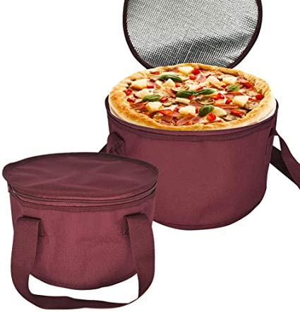 2Pack Oversized Insulated Round Thermal Casserole Food Carrier,Pie Carrier,Lunch Bag for Potluck,Picnics,Thermal Bag for Hot/Cold Food,11X7inch,Red Color