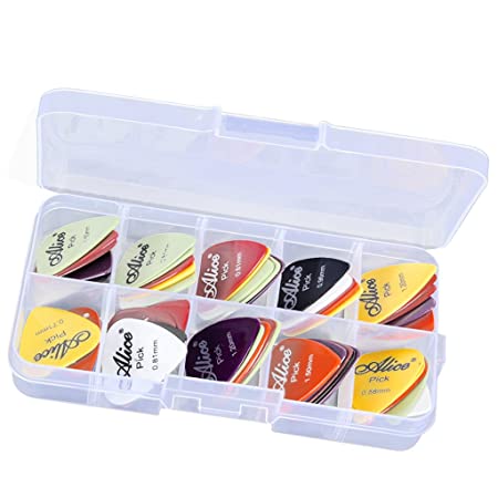 Magideal 24pcs Plastic Guitar Picks Plectrums w/ Various 6 Thickness   Pick Box