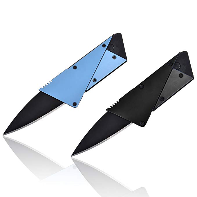 COSMOS 2 Pcs Outdoor Foldable Pocket Emergency Card Wallet Knife Survival Tool