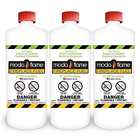 Moda Flame 1 Quart Bio-Ethanol Fireplace Fuel 3 Bottles