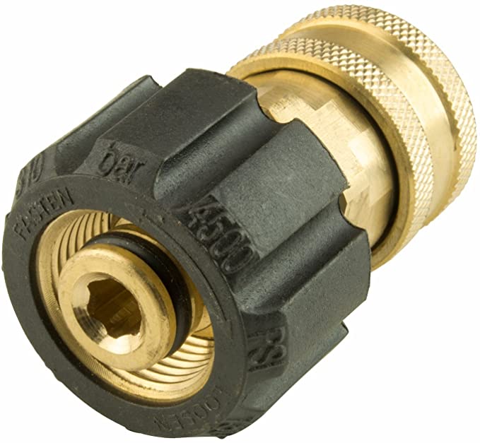 Erie Tools Pressure Washer Twist Connect M22 X 3/8" Quick Disconnect 4500PSI High Pressure Brass Fitting with 300° F Max Temp