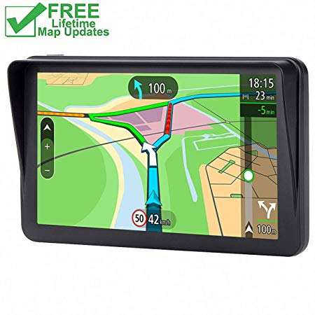 Car GPS, 7 inch Portable 8GB Navigation System for Cars, Lifetime Map Updates, Real Voice Turn-to-Turn Alert Vehicle GPS Sat-Nav