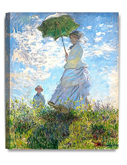 DecorArts - The Walk, Woman with a Parasol (1875), Claude Monet Art Reproduction. Giclee Canvas Prints Wall Art for Home Decor 20x16"