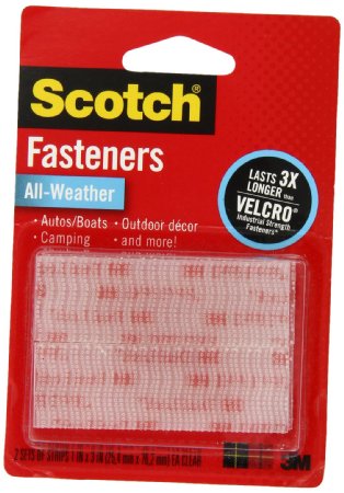 ScotchR All-Weather Fasteners 2 Sets of 1 Inch x 3 Inches Strips Clear RFD7090